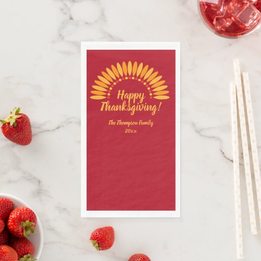 Voeg Naam Jaar Happy Thanksgiving Yellows Red toe Servet (Insitu)
