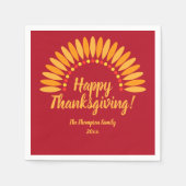 Voeg Naam Jaar Happy Thanksgiving Yellows Red toe Servet (Voorkant)