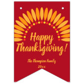 Voeg Naam Jaar Happy Thanksgiving Yellows Red toe Vlaggetjes (Tweede vlag)