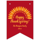 Voeg Naam Jaar Happy Thanksgiving Yellows Red toe Vlaggetjes (Eerste vlag)