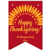 Voeg Naam Jaar Happy Thanksgiving Yellows Red toe Vlaggetjes (Derde vlag)