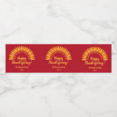 Voeg Naam Jaar Happy Thanksgiving Yellows Red toe Waterfles Etiket (Enkel label)