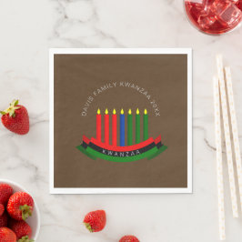 Voeg Naam Jaar Kwanzaa Kaarsen Lunch Servet