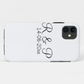 Voeg naam koppel monogram toe datum jaar huwelijks Case-Mate iPhone case (Achterkant (horizontaal))
