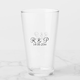 Voeg naam koppel monogram toe datum jaar huwelijks glas