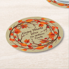Voeg naam matchen Thanksgiving herfst ronde papier Kartonnen Onderzetter