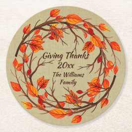 Voeg naam matchen Thanksgiving herfst ronde papier Kartonnen Onderzetter