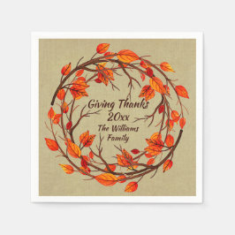 Voeg Naam Matching Thanksgiving Autumn Cocktail Na Servet