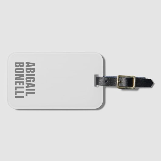 Voeg naam minimalist bold modern grijs chic toe bagagelabel (Voorkant (horizontaal))