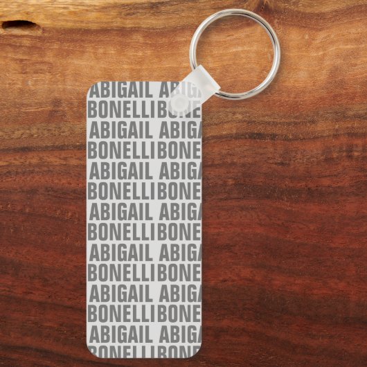 Voeg naam minimalist bold modern grijs chic toe sleutelhanger (Achterkant)