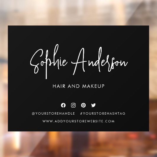 Voeg Naam Moderne Manuscript Sociale Media Aangepa Raamsticker (Vel 2)