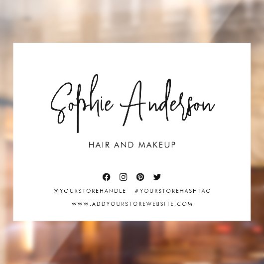 Voeg Naam Moderne Manuscript Sociale Media Aangepa Raamsticker (Vel 2)