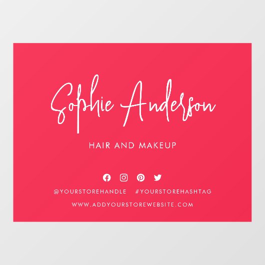 Voeg Naam Moderne Manuscript Sociale Media Aangepa Raamsticker (Vel)