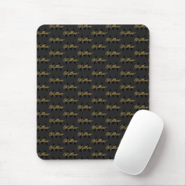 Voeg naam & monogram toe Zwart & Goud Chic Klasse  Muismat