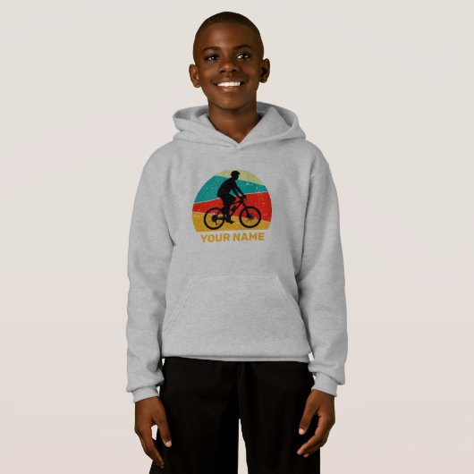 Voeg Naam of andere Tekst Modern Sunset Bicycle T- (Voorkant volledig)