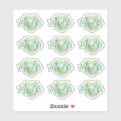   Voeg naam of monogram groen hart diamant smaragd Sticker (Vel)