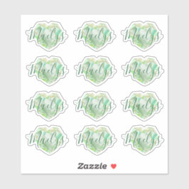   Voeg naam of monogram groen hart diamant smaragd Sticker