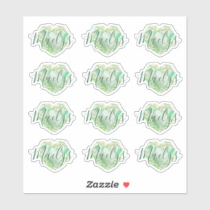 Voeg naam of monogram groen hart diamant smaragd Sticker