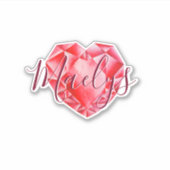 Voeg naam of Monogram Red Heart Diamond Ruby Royal Sticker (Voorkant)