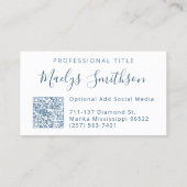 Voeg naam of monogram toe Cute Chic Blauwe Hart Di Visitekaartje (Achterkant)