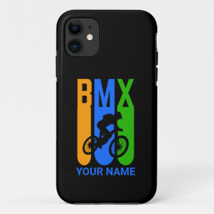 Voeg Naam of Tekst BMX Bike Rider Oranje Blue Gree Case-Mate iPhone Case