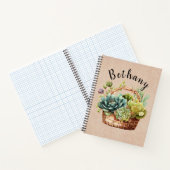 Voeg Naam of Tekst toe, Basket van Succulente Plan Notitieboek (Binnen)