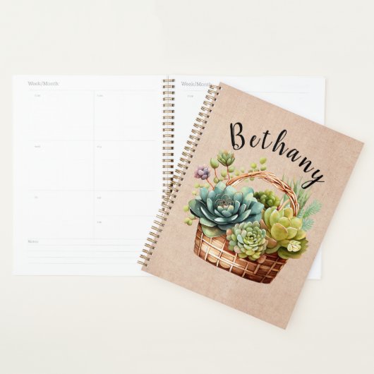 Voeg Naam of Tekst toe, Basket van Succulente Plan Planner (Display)