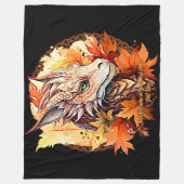 Voeg naam of tekst toe, draak met herfstbladeren fleece deken (Voorkant)