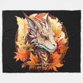 Voeg naam of tekst toe, draak met herfstbladeren fleece deken (Voorkant (Horizontaal))