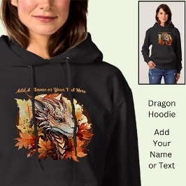 Voeg naam of tekst toe, draak met herfstbladeren hoodie