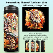 Voeg naam of tekst toe, draak met herfstbladeren thermosbeker