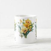 Voeg Naam of Tekst toe, Gele Daffodieten met Groen Koffiemok (Center)