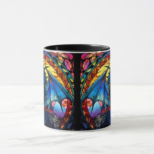 Voeg naam of tekst toe, Glas in lood Dragon Mok (Midden)