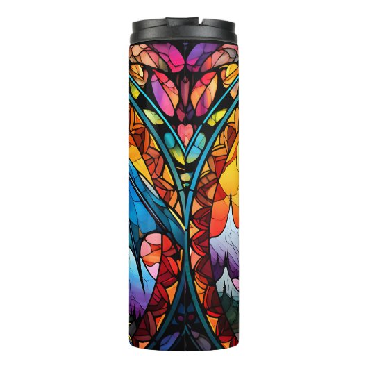 Voeg naam of tekst toe, Glas in lood Dragon Thermosbeker (Achterkant)