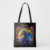 Voeg naam of tekst toe, Glas in lood Dragon Tote Bag (Voorkant)