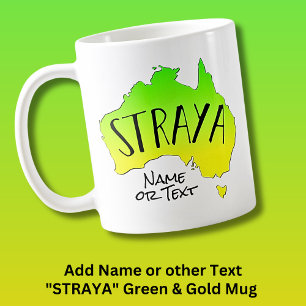 Voeg naam of tekst toe Groene & Gouden STRAYA kaar Koffiemok