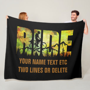 Voeg Naam of Tekst toe Mountainbike Rijder Herfst  Fleece Deken
