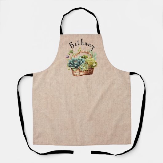 Voeg Naam of Tekst toe, Pakken van Succulente Plan Schort (Voorkant)