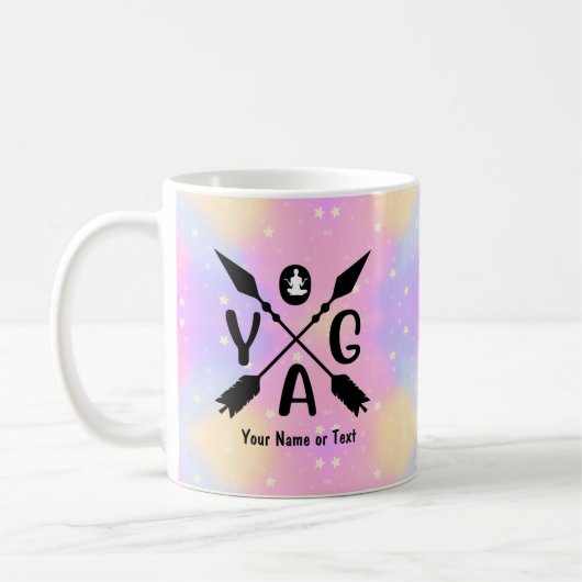 Voeg Naam of Tekst toe Yoga Boho Arrows op Pastels Koffiemok (Links)