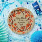 Voeg naam overeenkomende Thanksgiving Autumn 9" to Papieren Bordje (Feest)