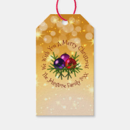 Voeg Naam Overeenkomstige Kerst op Gouden Cadeaubl Cadeaulabel