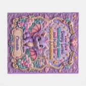 Voeg Naam Paarse Baby Draak 3D Effect toe Fleece Deken (Voorkant (Horizontaal))