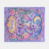 Voeg Naam Paarse Baby Draak 3D Effect toe Fleece Deken (Voorkant (Horizontaal))