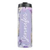 Voeg naam Paarse Butterfly Custom Gift toe Thermosbeker (Voorkant)