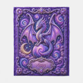 Voeg Naam Paarse Galaxy Draak 3D Effect toe Fleece Deken (Voorkant)