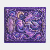 Voeg Naam Paarse Galaxy Draak 3D Effect toe Fleece Deken (Voorkant (Horizontaal))