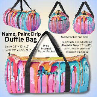 Voeg naam Paint Drips Pink Aqua Blue Sinaasappel Plunjezak