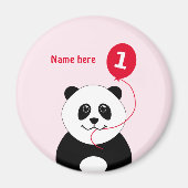 Voeg naam panda 1e verjaardag roze rood toe magneet (Voorkant)