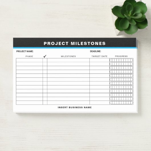 Voeg Naam Project Mijlpalen Tracker Plaknotities T Post-it® Notes (Kantoor)