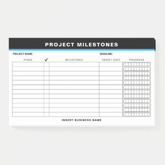 Voeg Naam Project Mijlpalen Tracker Plaknotities T Post-it® Notes (Voorkant)